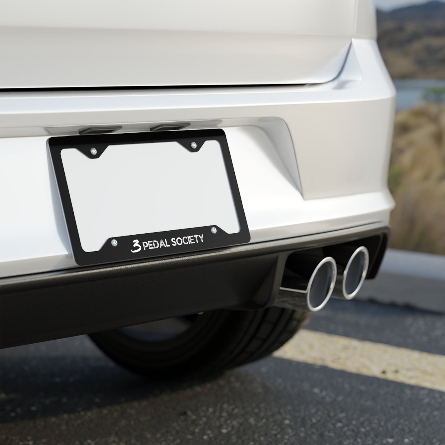 3 Pedal Society Engraved Stainless Steel Car Plate Frame